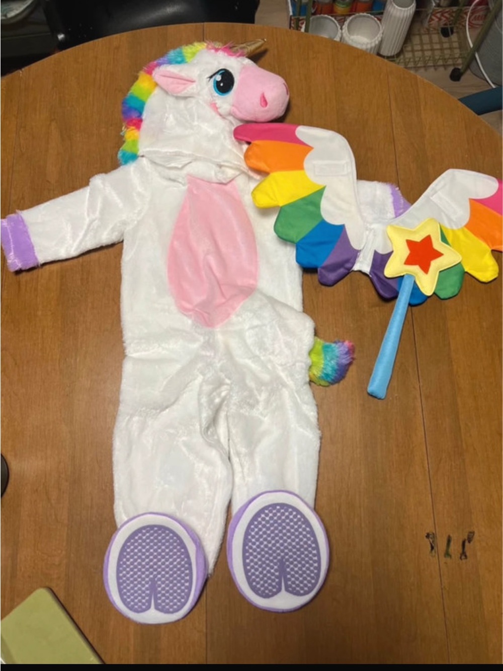 Rainbow Mane Unicorn Kids Costume - White and Pink